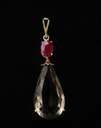 3-in-1 Diamond Necklace and Pendant with Natural Rubies and Topaz