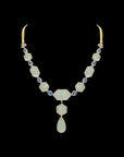 3-in-1 Natural Carved Aquamarine, Blue Sapphire and Diamond Necklace