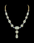 3-in-1 Natural Carved Aquamarine, Blue Sapphire and Diamond Necklace