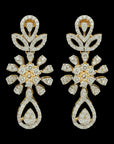 Floral Motif Diamond Necklace Earrings Set