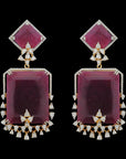 Natural Carved Ruby And Diamond Pendant And Earrings