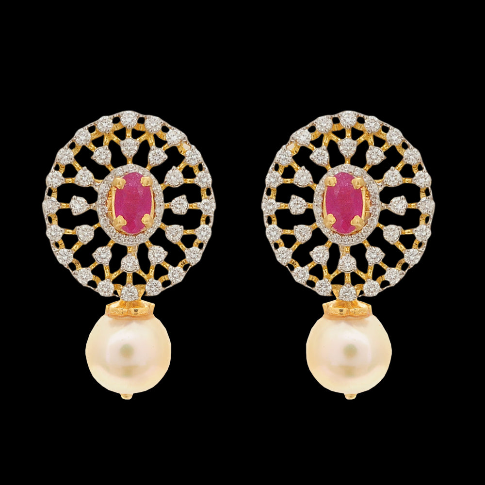 7-in-1 Gold and Diamond Detachable Earrings with Interchangeable Emeralds  Rubies (Can be worn as Buttalu, Butta, Jhumki, Chandbali)