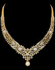 Elegant Necklace with Hanging Pearls and Encrusted Diamonds