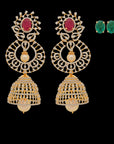 4-in-1 Earrings made of Diamonds, Emeralds, Rubies, Pearls and Gold