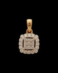 Square-shaped Diamond Earrings And Pendant Set