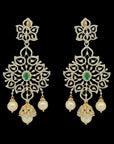 3-in-1 Changeable Natural Emerald/Ruby and Diamond Earrings with Pearl Drops