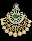 Necklace (Haaram) and Earrings (Chandbalis) Set with Detachable Pendant and Interchangeable Emeralds and Rubies