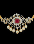 Emerald, Ruby, EVVS Diamond and 18K Gold Necklace STK No. 18277