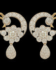 Changeble Diamond Peacock Earrings with Pearl drops