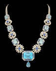 Diamond, Aqua  Sapphire Necklace  Earrings (Cevipogulu) Set