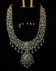 3-in-1 Bridal Diamond Necklace and Pendant with changeble Natural Emeralds/Rubies