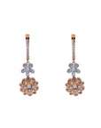 Two-Tone Diamond Floral Pendant Earring Set