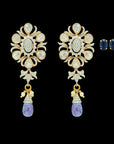 2-in-1 Round Rubies, White Sapphire, Kyanite and Tanzanite Choker Necklace and Drop Earrings Set