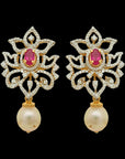 Chandbali/Buttalu and Butta Earrings made of Emeralds, Rubies, Gold, and Diamond and Pearls