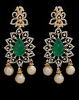 Emerald Diamond Necklace Earrings Set