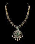 Emerald Long Haaram Diamond Necklace Set