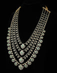 4-in-1 Bridal Layered Diamond Haaram Necklace with changeble Natural Emeralds/Rubies