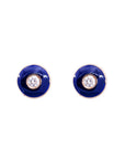 Blue Enamel Diamond Pendant Earring Set