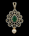 Emerald Long Haaram Diamond Necklace Set