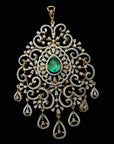 3-in-1 Bridal Diamond Necklace and Pendant with changeble Natural Emeralds/Rubies