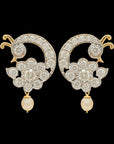 Changeble Diamond Peacock Earrings with Pearl drops