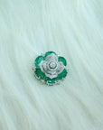 Flower Design Diamond Pendant with Natural Emeralds