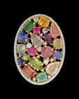 Navratna Pendant made of E Colored Diamonds of VVS Clarity