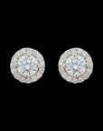 Solitaire Diamond Halo Stud Earrings