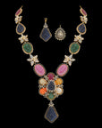 4-in-1 Natural Carved Mix Gemstone and Diamond Necklace and Pendant