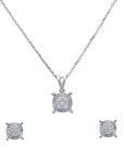 Diamond Illusion Pendant Earrings Set