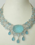 Designer Diamond Necklace with Natural Aquamarine