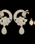 Changeble Diamond Peacock Earrings with Pearl drops