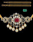 Emerald, Ruby, EVVS Diamond and 18K Gold Necklace STK No. 18277