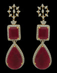 2-in-1 Natural Ruby and Diamond Earrings with  changeable Pearl Drops