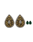 2 in 1 Nakshi Changeable Emerald Diamond Pendant Set