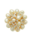 Scalloped Keshi Pearl and Diamond Ring