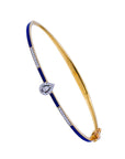 Navy Blue Enamel Diamond Round Bangle Bracelet