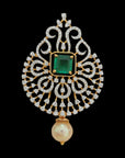 Changeable Natural Emerald/Ruby and Diamond Pendant with Pearl Drops