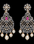 Detachable  Multipurpose Cokar Necklace  Earrings (Cevigopulu) Set made of Gold, Diamond, and Pearls  Rubies