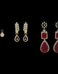 2-in-1 Natural Ruby and Diamond Earrings with  changeable Pearl Drops