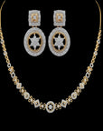 Excellent-cut Diamond Studded Necklace  Earrings Set