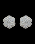 Floral With Halo Diamond Top Earrings