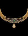 3-in-1 Diamond Choker with Changeable Natural Emerald/Ruby and Pearl Drops