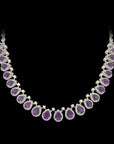 Amethyst Diamond Necklace Earrings Set