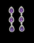 Amethyst Diamond Necklace Earrings Set