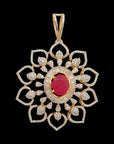 Detachable Gold  Diamond Bridal Necklace with Interchangeable Emeralds  Rubies