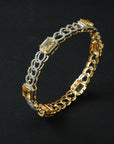 Chain Design Diamond Bangles with Natural Yellow Topaz