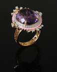 DIamond Cocktail Ring with Natural Amethyst