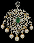 Emerald Long Haaram Diamond Necklace Set