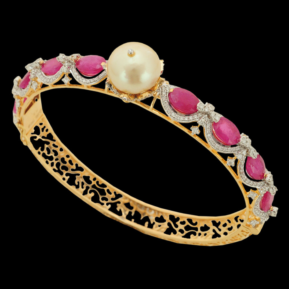 Diamond Bracelet With Rubies And Pearls